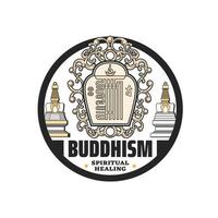 Buddhism religion icon, Buddha temple stupa shrine vector