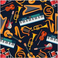 Musical seamless pattern with instruments vector