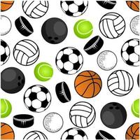 Sports balls and hockey pucks pattern vector