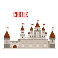 Royal castle with towers and curtain walls vector