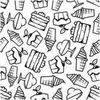 Seamless cakes and ice cream pattern vector