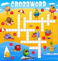 Crossword puzzle with cartoon fruits on beach vector
