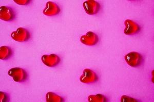 Valentines day background with heart shape candy photo