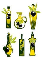 Olive oil in bottles and jug vector