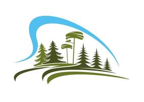 Forest emblem with glade, trees and sky vector