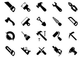 Set of black hand and power tools icons vector