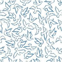 Flying birds seamless pattern with blue doves vector