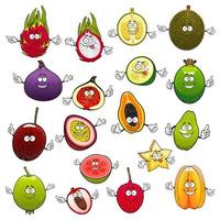 Tropical fruits with smiling and happy faces vector