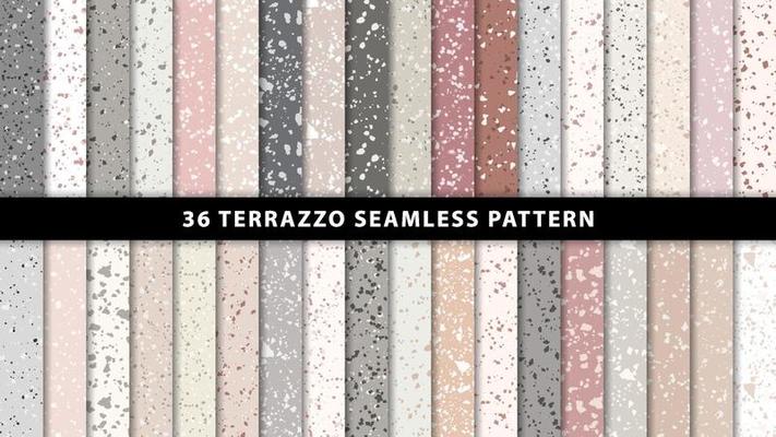 Set of terrazzo marble floor seamless patterns