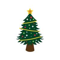 Abstract drawing of a festive decorated Christmas tree on a white background - Vector