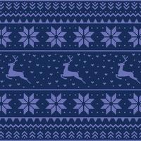 Christmas blue panoramic background with drawings of deer and patterns of the holiday - Vector