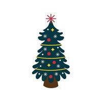 Abstract drawing of a festive decorated Christmas tree on a white background - Vector