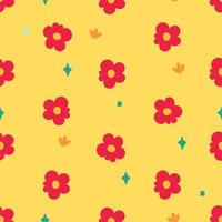 A pattern of flowers in the retro style of the 70s. Good vibes multi-colored picture. Vector illustration
