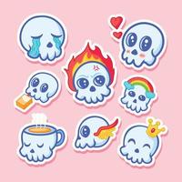 Set of Kawaii Skull Stickers vector