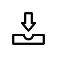 Download to storage icon in black outline style vector