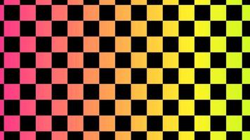 Black checkered pattern on colorful gradient background. Geometric motion graphic background. video