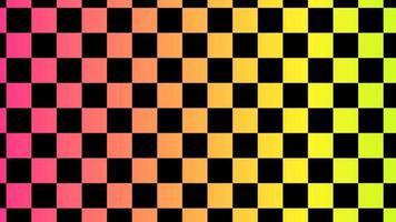 Black checkered pattern on colorful gradient background. Geometric motion graphic background. video