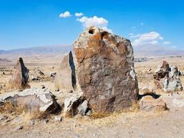 big megalithic menhirs of Zorats Karer in Armenia photo
