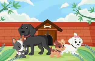 Domestic Pets Background With A Group Of Dogs vector