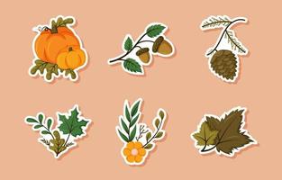 Nature Fall Floral Stickers vector