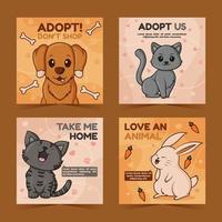 Domestic Pets Social Media Posts Template vector