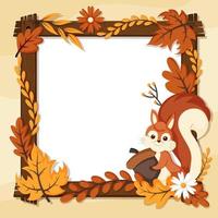 Fall Floral Border Background With Animal vector