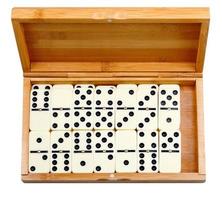 set of dominoes in bamboo box photo