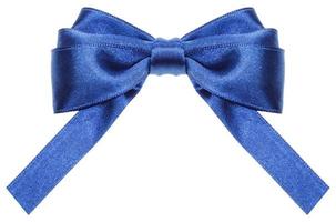 symmetric blue ribbon bow with square cut ends photo