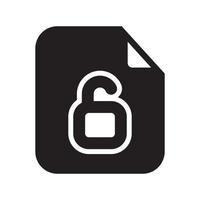 Unlock Files Icon Solid Style vector
