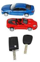 top view two vehicle keys and model cars photo