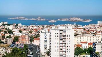 above view of modern district of Marseilles city photo