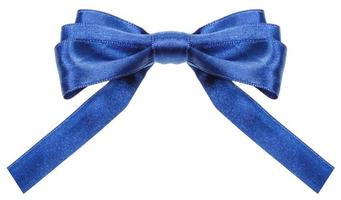 symmetrical blue ribbon bow with square cut ends photo