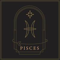 Gold Pisces Zodiac sign vector