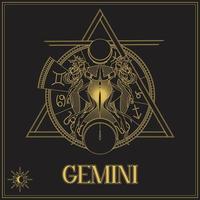 signo del zodiaco géminis de oro vector