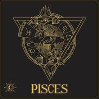 Gold Pisces Zodiac sign vector