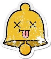 distressed sticker of a cute cartoon bell vector