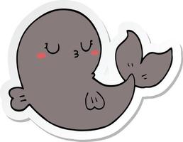 sticker of a cute cartoon whale vector