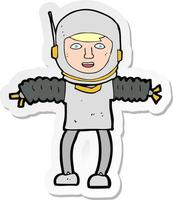 sticker of a cartoon astronaught vector