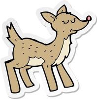 sticker of a cute cartoon deer vector