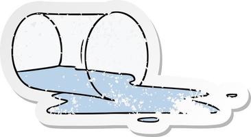 distressed sticker cartoon doodle of a spilt glass vector