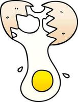 quirky gradient shaded cartoon cracked egg vector