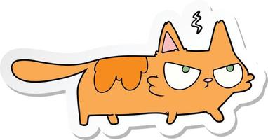 sticker of a cartoon angry cat vector