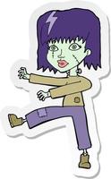 pegatina de una chica zombie de dibujos animados