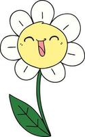 quirky hand drawn cartoon happy flower vector