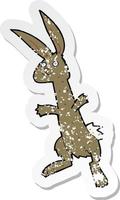 retro distressed sticker of a cartoon rabbit vector