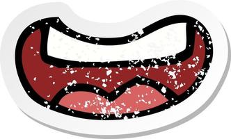retro distressed sticker of a cartoon mouth vector