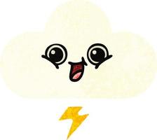 retro illustration style cartoon storm cloud vector