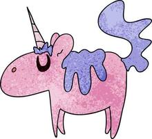 unicornio de dibujos animados dibujados a mano peculiar vector