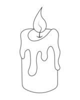 Candle Sketch Magic attribute The hot wax runs off Hot flame Halloween Vector illustration Outline on an isolated background Doodle style  Coloring book