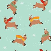 Seamless pattern with cute Christmas deer. Vector graphics.